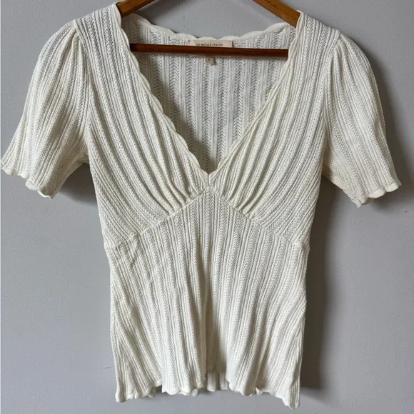 Sezane Cream Ribbed Knit Chloe Top - Picture 2 of 5